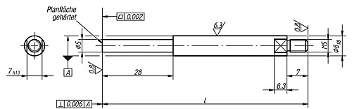 Norelem 33024-08080 TASTBOLZEN MIT, REDUZIERTER PLANFLÄCHE L=80 - Norelem 33024 Tastbolzen mit reduzierter Planflaeche