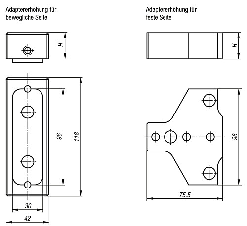 Kipp K0941.025 ADAPTERERHÖHUNGEN H=25 - KIPP K0941 Adaptererhoehungen