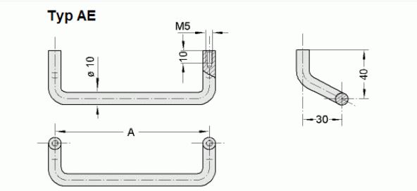 Leschhorn AE-10.086.9002   " Clean Line " Bügelgriffe A 86,  grauweiß pulverbeschichtet - Leschhorn RA -Clean Line- Buegelgriffe Aluminium AE Zeichnung