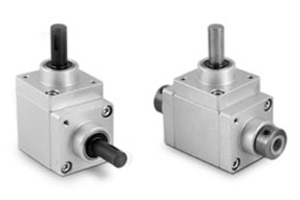 Leschhorn 15104.66/5-B-1:1-V10x25 Winkelgetriebe, B= Antriebswelle Drehrichtung links, Übersetzung 1:1, 3 x Voll-Antriebswelle V10x25 - Winkelgetriebe