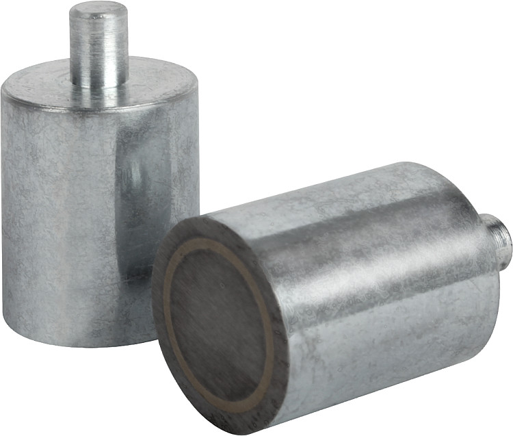 Kipp K0547.06 HALTEMAGNET RUND, MIT ZAPFEN, D=20, D1=6 - KIPP K0547 Haltemagnete rund mit Zapfen - Stabgreifer - aus AlNiCo