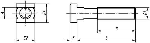 Kipp K0698.0625 SCHRAUBE FÜR T NUT 6 DIN 787, D1=M6, L=25 - KIPP K0698 Schrauben fuer T Nuten DIN 787