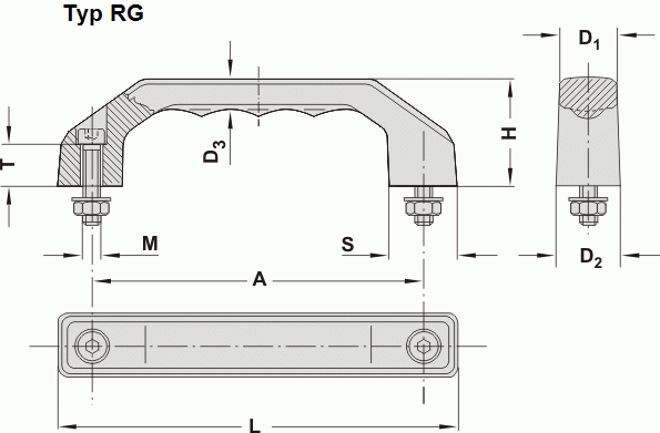 Leschhorn RG-1N.180.84 Bügelgriffe für Nassbereich, Kunststoff (PA 6), A 180 Polyamid schwarz - Leschhorn RG Design Kunststoff Buegelgriffe