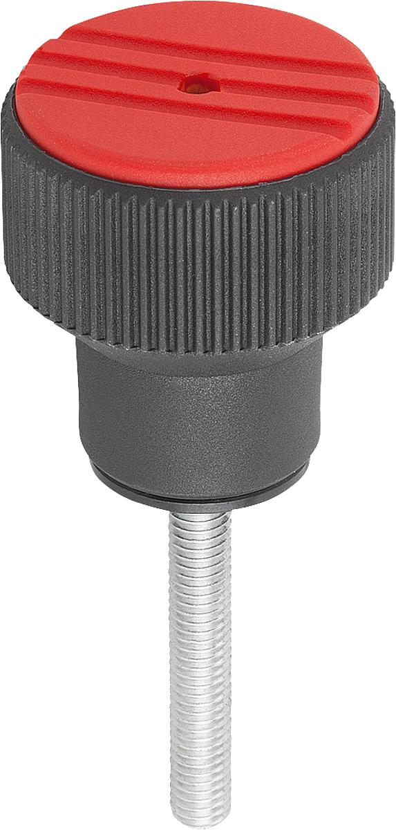 Kipp K0277.2066X30 DREHMOMENT RÄNDELKNOPF GR.2  M6X30, DECKEL VERKEHRSROT - K0277-2066X30 DREHMOMENT RAENDELKNOPF GR 2 M6X30 - DECKEL VERKEHRSROT