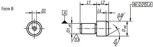 Kipp K0818.10 AUFNAHMEBOLZEN ABZIEHBAR  FORM B, D=10 - KIPP K0818-B Aufnahmebolzen abziehbar Form B