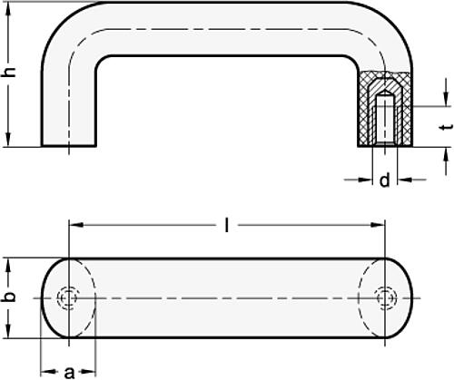 Ganter 625-117-BL ELESA BÜGELGRIFF, BLAU - GN 625 Buegelgriffe - Kunststoff-Skizze