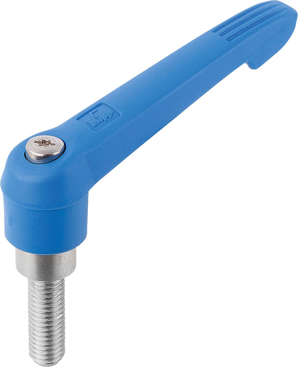 Kipp K0270.41287X60 KLEMMHEBEL GR.4  M12X60       EDELSTAHL, GRIFFHEBEL VERKEHRSBLAU - K0270-41287X60 KLEMMHEBEL GR 4 M12X60 EDELSTAHL - GRIFFHEBEL VERKEHRSBLAU