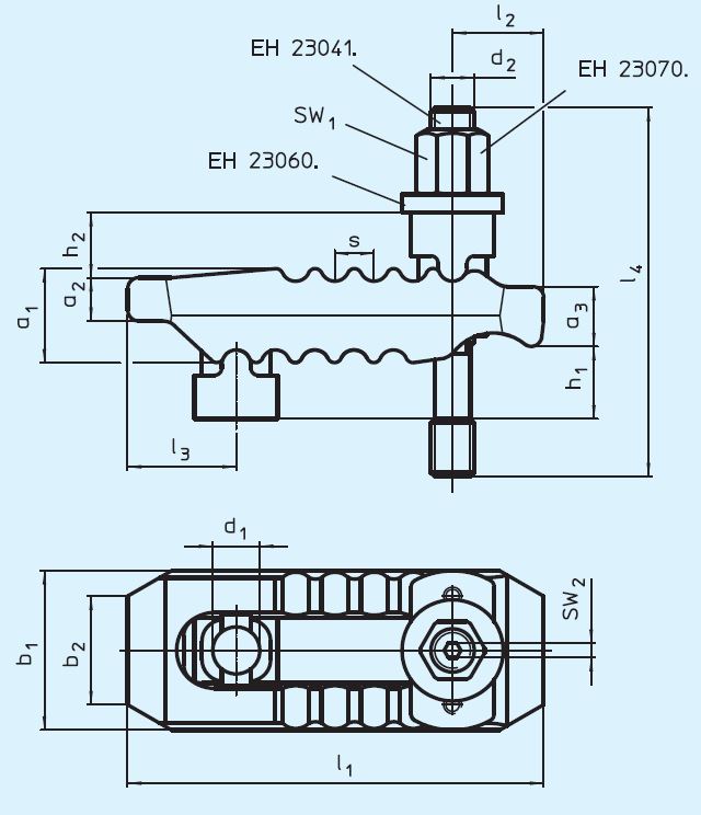 Halder 23185.0321 Spanneisen gezahnt mit verstellbarem Gegenstück mit Stiftschraube mit Innensechskant 21 / M 20 x 200 - EH 23185 Spanneisen gezahnt mit verstellbarem Gegenstueck mit Stiftschraube mit Innensechskant