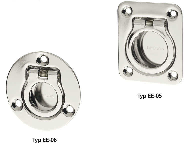 Leschhorn EE-05-060-39 Edelstahlklappgriff mit Rückstellfeder, hochglanz elektropoliert - LE EE-05 und EE-06 Edelstahlklappgriffe mit geringer Einbautiefe