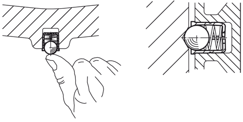 Halder 22080.0805 Federndes Druckstück glatte Ausführung mit Bund und Kugel, selbstklemmend Ø 5  Hülse und Kugel  aus Thermoplast - Federnde Druckstuecke Federndes Druckstueck - glatte Ausfuehrung - mit Bund und Kugel