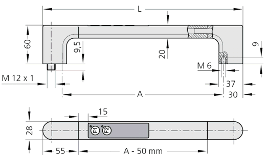 Leschhorn.FG4-E2.350.11   Funktionsgriffe mit Folientastatur 2 Taster A 350, - LE FG4-E Funktionsgriffe mit elektrischer Schaltfunktion