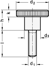Ganter 464-M3-10-A4  Rändelschrauben, Edelstahl, hohe Form, Gewinde d1: M 3, Gewindelänge l: 10, Gewinde x1: M 3 - DIN 464 Raendelschrauben - Edelstahl - hohe Form - Massblatt