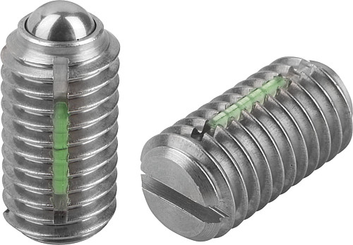 Norelem 03011-03 FEDERNDES DRUCKSTÜCK  M3      EDELSTAHL, KUGEL, LONG LOK - Norelem 03011 Federnde Druckstuecke mit Schlitz und Kugel - Standard Federkraft - LONG LOK gesichert