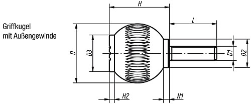 Kipp K0253.4106X20 NOVO.GRIP GRIFFKUGEL GR.4, D=50, M10X20, DECKEL VERKEHRSROT - KIPP K0253-AG Griffkugeln mit Aussengewinde
