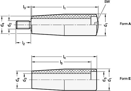 Ganter 598.2-KU-28-M10-A Drehbare Zylindergriffe - GN 598-2 Drehbare Zylindergriffe-Abbildung