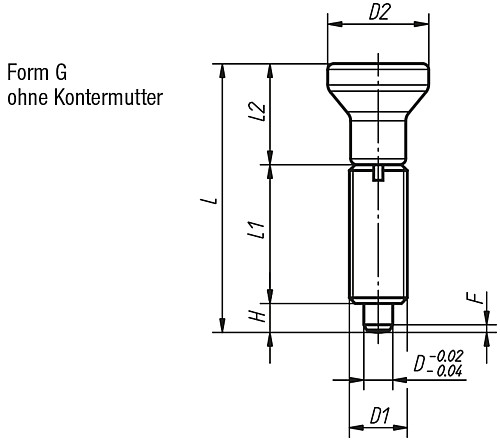 Norelem 03093-001903 ARRETIERBOLZEN GR.9 FORM G  EDELSTAHL, ARRETIERSTIFT GEHÄRTET - Norelem 03093-G Arretierbolzen Edelstahl ohne Bund Form G