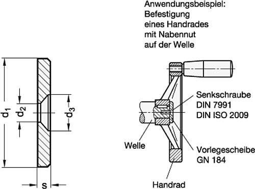 Ganter 184-16 VORLEGESCHEIBE - GN 184 Vorlegescheiben - Stahl-Skizze