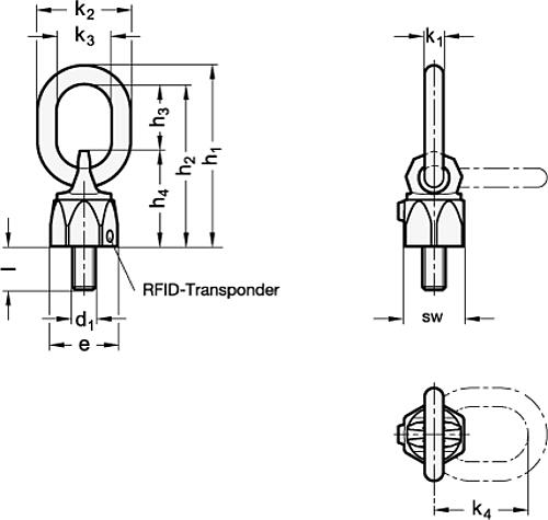 Ganter 5860-M12-21 Anschlagwirbel - GN 5860 Anschlagwirbel-Skizze