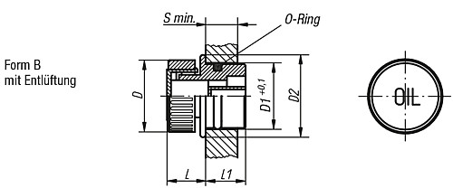 Kipp K0451.23018 EINPRESS STOPFEN, D=30, D1=18, FORM B - KIPP K0451-B Einpress Stopfen Form B