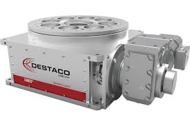 DESTACO 902RDM8H32-270 RDM Rundschalttische, Schneckengetrieb integrierter Rutschkupplung (Untersetzung 7:1 - 100:1), doppelseitige Eingangswelle mit Schaltkurve & Endschalter, DurchgangsØ 58 mm, Schaltteller 241m, r-gängiger Kurve, 6 Stops, Schaltwß= 270 - LE70000 servo-mechanisch Rundschalttisch