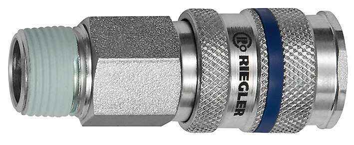 RIEGLER 244.63-E Schnellverschlusskupplung NW 7,8, Stahl, R 1/2 AG - LE71512 244-63-E Schnellverschlusskupplung NW 7 8 - Stahl verzinkt - Aussengewinde
