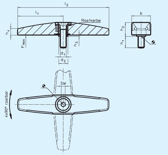 Halder 24100.0602 Drehriegel doppelseitig M 6, schwarz - EH 24100 Drehriegel doppelseitig