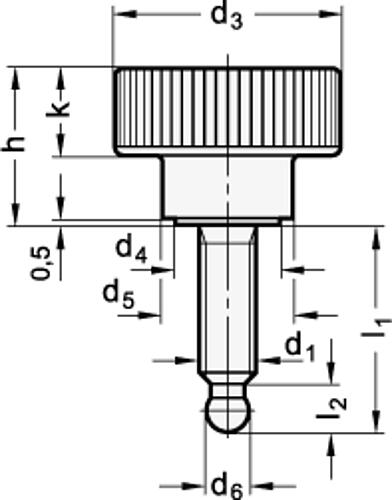 Ganter 421.11-M10-35 RÄNDELHOHLSCHRAUBE MIT EDELSTAHL GEWINDESTIFT - GN 421-11 Raendelhohlschrauben mit Kugelzapfen-Skizze