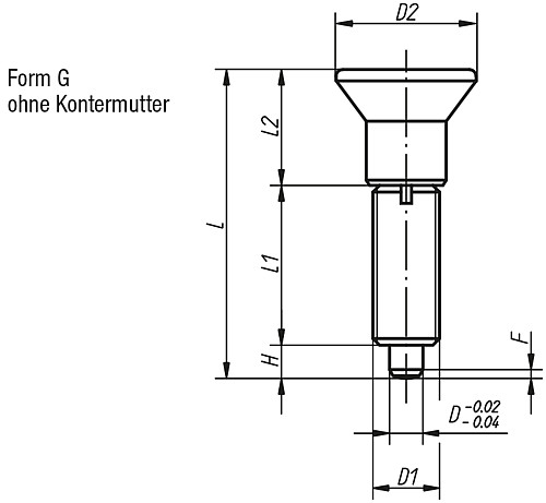Kipp K0634.001903 ARRETIERBOLZEN GR.9 FORM G    EDELSTAHL, ARRETIERSTIFT GEH R - KIPP K0634-G Arretierbolzen Edelstahl ohne Bund Fo