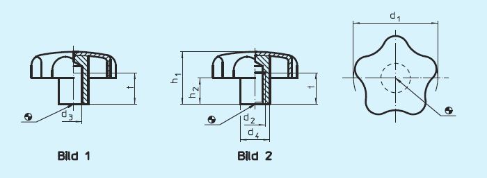 Halder 24690.0260 Sterngriff rostfreier Stahl Ø 60 x 12 mit glattem Sackloch - EH 24690 Sterngriffe rostfreier Stahl
