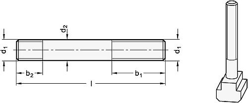 Ganter 6379-M10-125 STIFTSCHRAUBE - DIN 6379 Stiftschrauben fuer T Nutensteine-Skizze