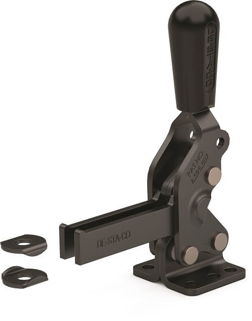 DESTACO 2002-SBR Vertikal-Kniehebelspanner Haltekraft 2700 N, Öffnungswinkel 75° - 2002-U-LS-BLK Vertikalspanner - U-Spannarm - Fuss abgewinkelt - schwarze Ausfuehrung BLK-Black