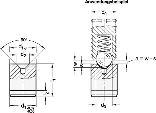 Ganter 249.1-10-4,5 Raststücke für federnde Druckstücke - GN 249-1 Raststuecke fuer federnde Druckstuecke-Skizze