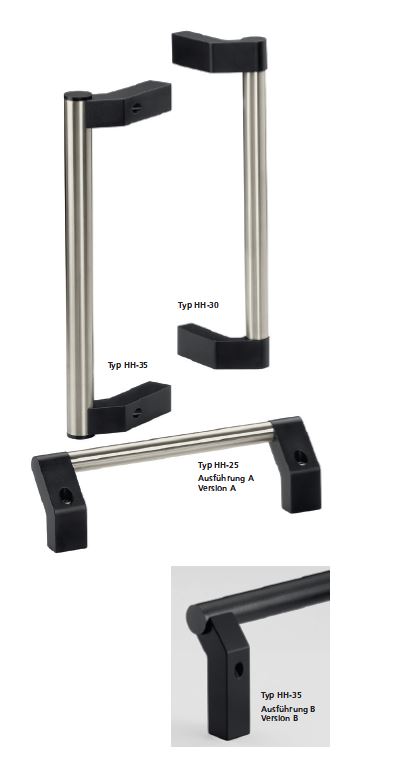 Leschhorn HH-30.300.37  zusammensteckbare Rohrgriffe Typ A; A 300  Schenkel schwarz / Rohr Ø 30 mm Edelstahl Griff aus Einzelelementen, komplett montiert - Leschhorn Serie HH zusammensteckbare Rohrgriffe