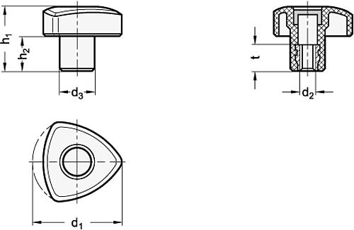 Ganter 5339-32-M5-OR ELESA DREIKANTGRIFF - GN 5339 Dreikantgriffe - Kunststoff-Skizze