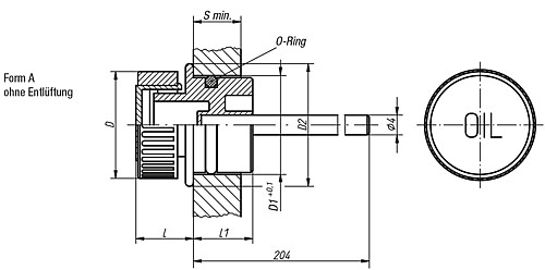Kipp K0462.13018 EINPRESSSTOPFEN FORM A, D=30, D1=18 - KIPP K0462-A Einpressstopfen mit Oelmessstab Form A
