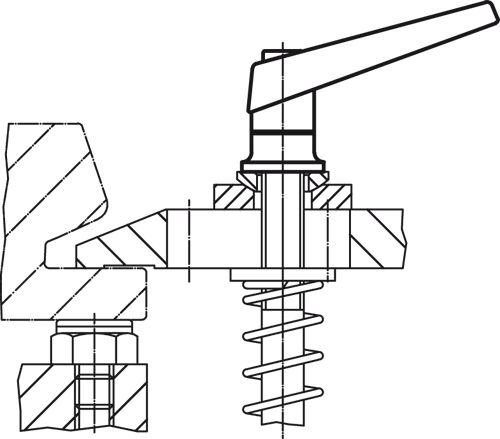 Halder 24420.1212 Verstellbarer Klemmhebel mit Axiallager aus rostfreiem Stahl mit Innengewinde Ø 25 x M 10, schwarz - Verstellbare Klemmhebel Verstellbare Klemmhebel mit Axiallager aus rostfreiem Stahl