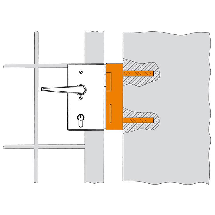 AMF 147-40 Schließkasten, verzinkt, für Kastenbreite: 40 mm, A: 40 mm, C: 173 mm - LE 147 Schliesskasten - verzinkt -Anwendung
