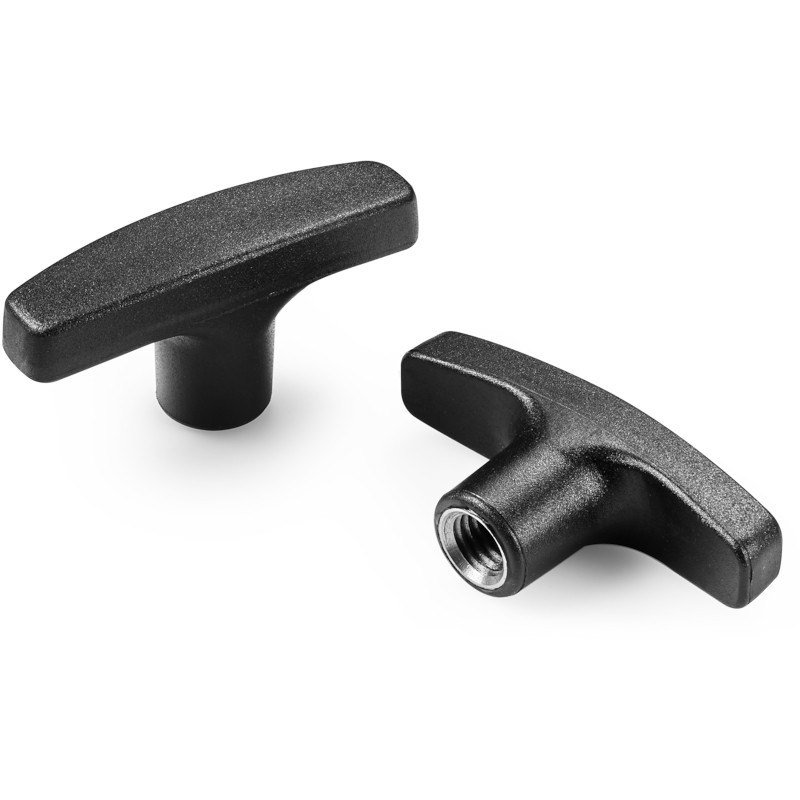 Leschhorn L270-CIN T-GriffeT-Griffe  A 60; d 16,5; Gewinde d1 M5; Kunststoff PA, schwarz, SA: Sonderartikel - Leschhorn L270CIN T-Griffe - Gewindebuchse Edelstahl - Abbildung
