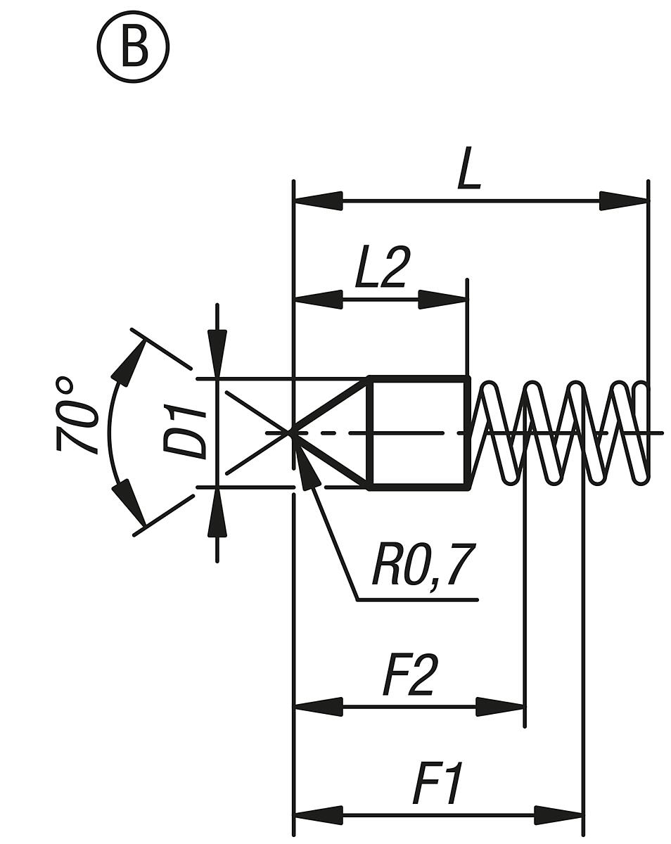 Norelem 03078-213011 FEDERHÜLSE SPITZ, FORM:B OHNE BUND L=11, D1=3 STAHL, KOMP:EDELSTAHL - NLM 03078 Federhuelsen - Massblatt