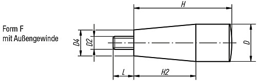 Norelem 06320-306 KONUSGRIFF, FORM F, GR.1  M6 - Norelem 06320-F Konusgriffe mit Aussengewinde - Form F