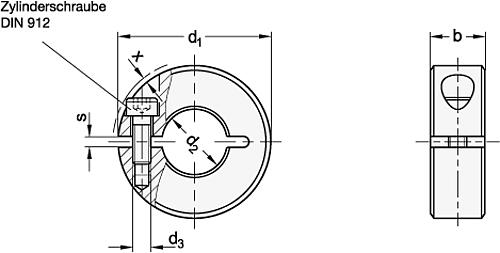 Ganter 706.2-20-B6-AL Geschlitzte Stellringe, Stahl / Aluminium - GN 706-2 Geschlitzte Stellringe - Stahl - Aluminium-Skizze