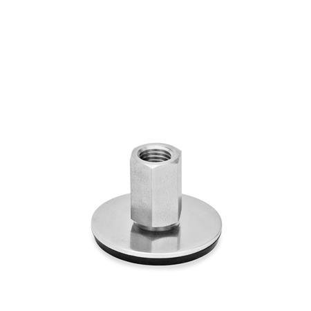 Ganter 41-80-M10-29-D3-X Stellfüße, Edelstahl 1.4301 (A2) - GN-41-Stellfuesse-Edelstahl-A2-mit-Gummiauflage-aufvulkanisiert-schwarz-Aussensechskant-mit-I