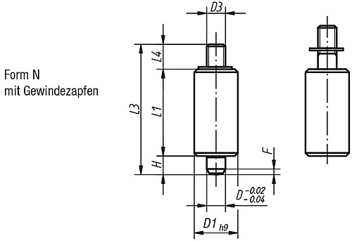Norelem 03098-3105 ARRETIERBOLZEN GR.1 FORM N, ARRETIERSTIFT GEH RTET - Norelem 03098-N Arretierbolzen ohne Bund Form N