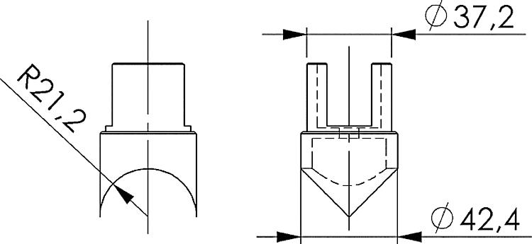 AMF 140ENIG-A42 Anschlussstück (Paar), V2A, für Rohre mit Außendurchmesser: 42,4 mm - LE 140ENIG-A42 Anschlussstueck -Paar- V2A -Skizze