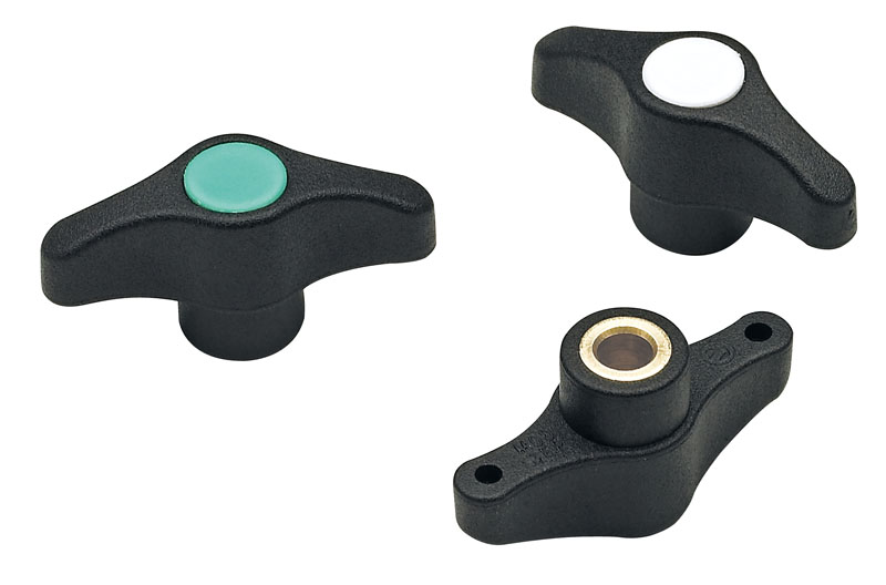 Leschhorn L805 Flügelmuttern  A 44; d 14; Bohrung d1 D05; Kunststoff PA, schwarz, - Boteco L805 Fluegelmuttern