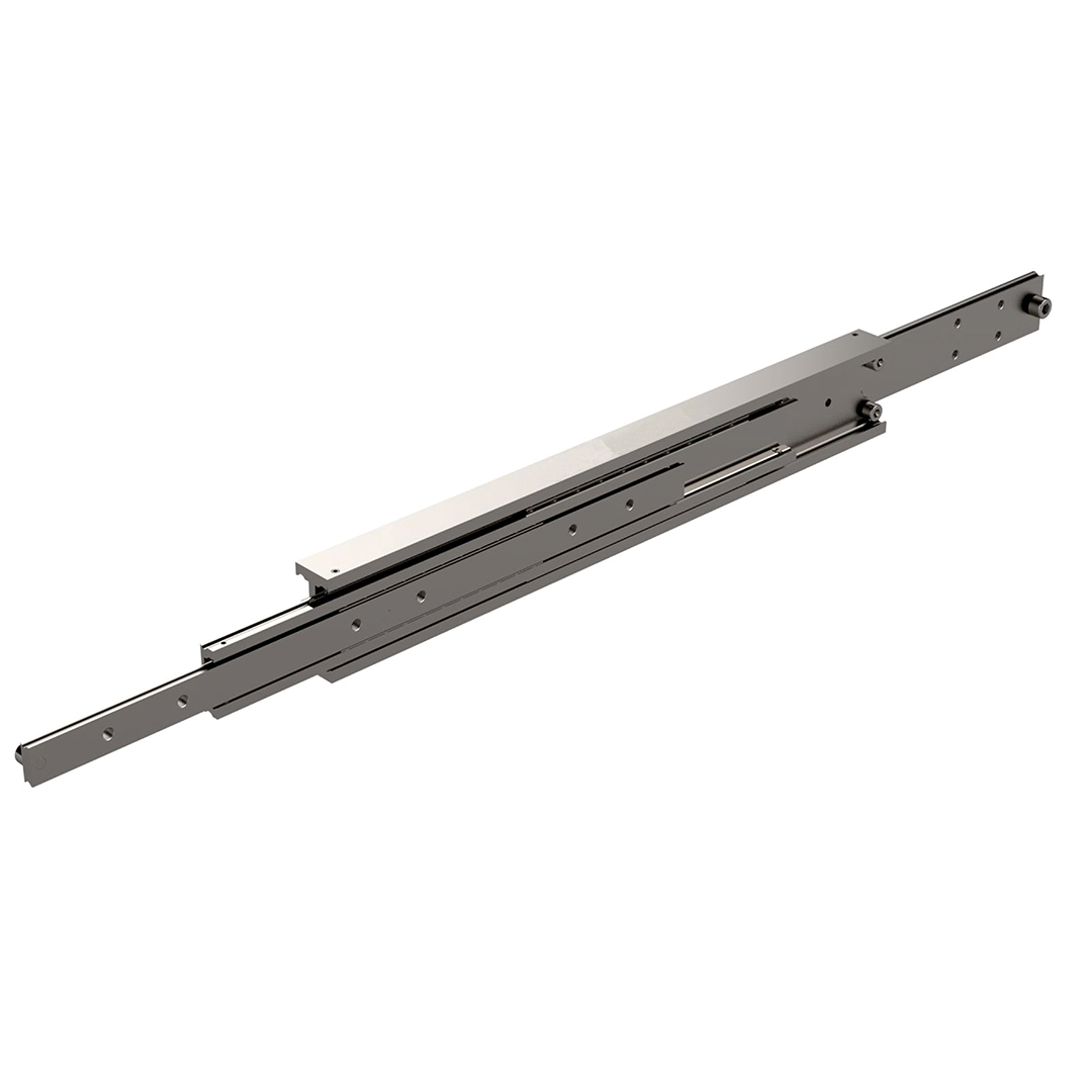 Leschhorn HPTCU 8037-0300-GG-ST Hochpräzise Schwerlast-Teleskopschienen, TC-Profil 80x37, Überauszug 150%, A=450, GG: Gewinde M8/Gewinde M8, Lastwert 290kg, Stahl verzinkt - LE HPTCU Ueberauszug Teleskopschiene