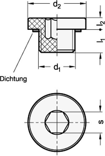 Ganter 746-G1/4 VERSCHLUSSSCHRAUBE - GN 746 Verschlussschrauben - Kunststoff-Skizze