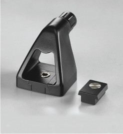 Leschhorn RE-35.350.ES   schwere Ausführung Maschinengriffe Schraubkopeinsatz "S" mit Zylinderschrauben, A 350, komplett montiert Schenkel schwarz / Rohr Edelstahl - Leschhorn RE schwere Ausfuehrung fuer Maschinengriffe