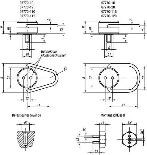 Norelem 07770-10 DREHLASTBÜGEL D=M10 - Norelem 07770 Drehlastbuegel