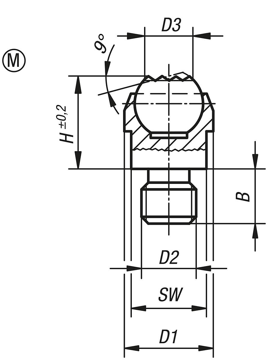 Kipp K0282.910 PENDELAUFLAGE FORM M  M10, - K0282-M Pendelauflagen - Form M - Massblatt